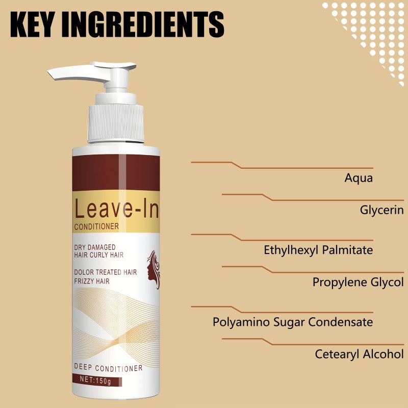 Grospe Leave-In Conditioner，Shea Butter Deep Repair Hair Mask，Repairs Dry, Damaged Hair with Deep Hydration, Ideal for Dry and Frizzy Hair Types（150g） - Image 3
